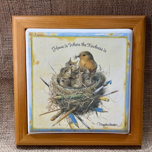 Marjoleim Bastin Trivet Framed Ceramic Tile "Home Is Where The Kindness Is" - Picture 1 of 7